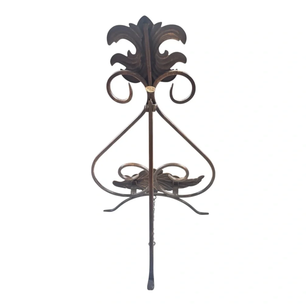 Metal Leaf Decor Stand or easel in Copper and Black - 15 inches-great condition!
